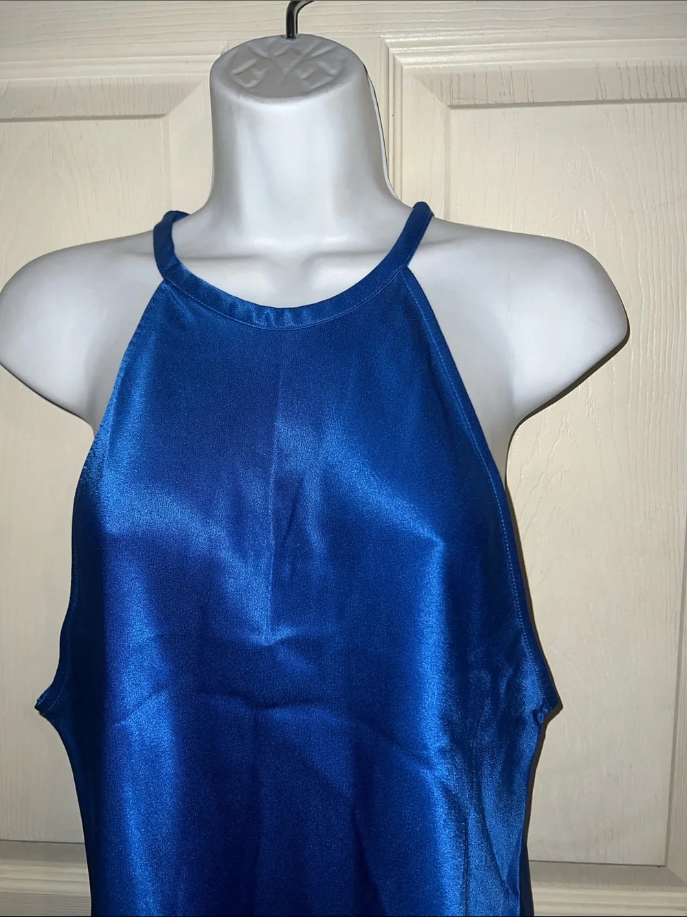 J. Crew Stunning Sapphire Halter Satin Top SZ XL